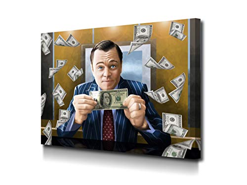 Foto Canvas Cuadro El Lobo de Wall Street | Lienzos de Arte Moderno - Decoración Pared - Cuadros de Salón - para Emprendedores | 60 x 45 cm sobre Bastidor de Madera Grueso Listos para Colgar