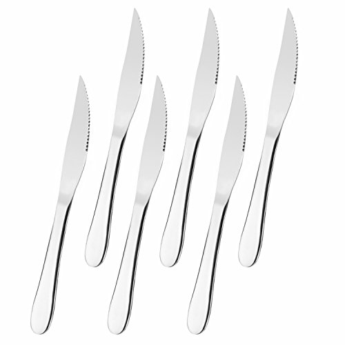 FOXAS Juego de 6pcs Cuchillos de Carne Cuchillo Chuletero Cena Mesa, Acero Inoxidable