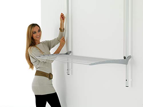 foxydry Wall Tendedero de Pared Vertical, Tendedero Vertical con Deslizamiento Manual en Aluminio y Acero (Gris, 150)