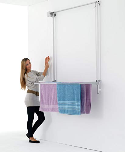 foxydry Wall Tendedero de Pared Vertical, Tendedero Vertical con Deslizamiento Manual en Aluminio y Acero (Gris, 150)