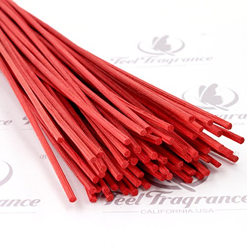 Frandy House Palillos difusores Reed Palillos Naturales del difusor del reemplazo del ratán, 12 X 0.12 Pulgadas 30pcs (Rojo)