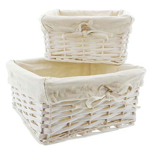 Frank Flechtwaren Cesta Blanca de Almacenamiento, Rectangular, Juego de 2