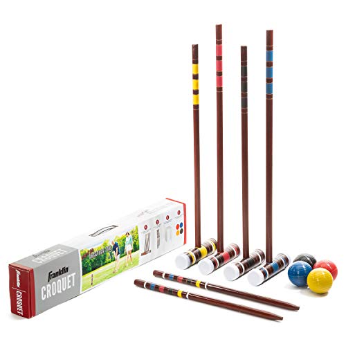 Franklin Sports Croquet Sets - Incluye mazos de madera de croquet, bolas para todo tipo de clima, estacas de madera y mechones de metal - Estuche de transporte incluido - Starter