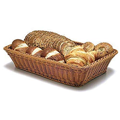Fransande Cesta Rectangular para Mesa o Mostrador para Cestas de Mimbre para Pan, Frutas y Verduras para Mercados, Spas, Salones, PanaderíAs y Boutiques