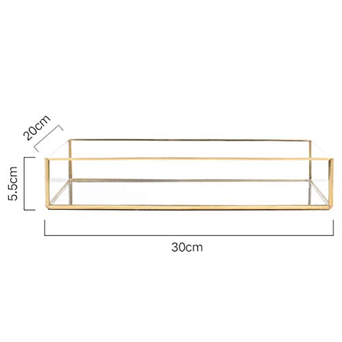 Fransande - Espejo de bandeja de espejo rectangular con capacidad para perfumes, joyas, cosméticos, maquillaje, una revista y más core, etc. (12 x 8 x 2 pulgadas)