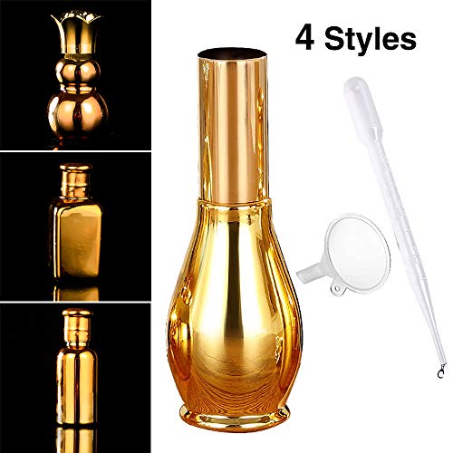 Frascos de vidrio para aceites esenciales, rollos recargables de 20 ml en frascos con pipetas de transferencia de embudos para uso doméstico (4 tipos)