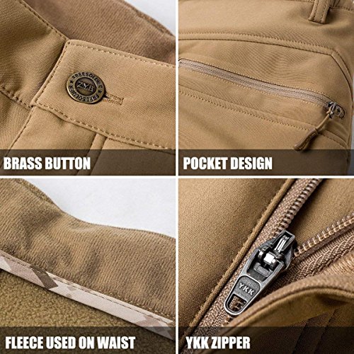 FREE SOLDIER Pantalones de Trabajo Softshell para Hombre Pantalones Trekking Termico Pantalones Montaña Impermeable Pantalones de Snowboard de Invierno Pantalones de Caza(Negro,50)