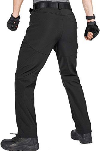 FREE SOLDIER Pantalones de Trabajo Softshell para Hombre Pantalones Trekking Termico Pantalones Montaña Impermeable Pantalones de Snowboard de Invierno Pantalones de Caza(Negro,50)