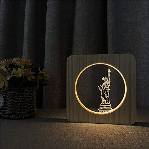 Freedom Statue Building Acrílico Luces nocturnas Lámpara de Mesa Interruptor Controles Tallado Luces para decoración de Habitaciones Infantiles