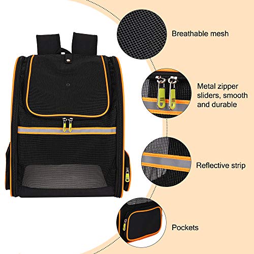 FREESOO Portador de Viaje Mochila Bolsa de Transporte para Mascotas Perros Gatos Malla Completa Transpirable Transportín Jaula Capazos Transportadoras Plegable Viaje Coche Portátil, Naranja