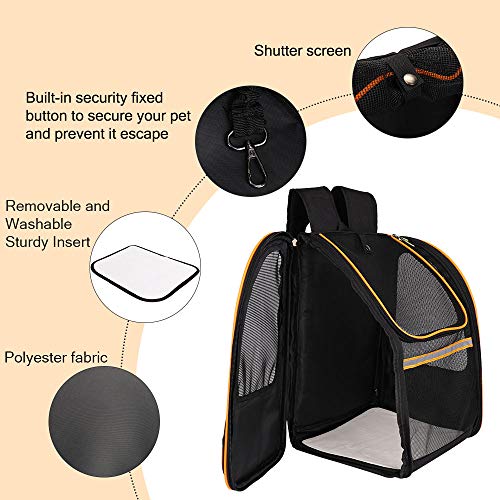 FREESOO Portador de Viaje Mochila Bolsa de Transporte para Mascotas Perros Gatos Malla Completa Transpirable Transportín Jaula Capazos Transportadoras Plegable Viaje Coche Portátil, Naranja