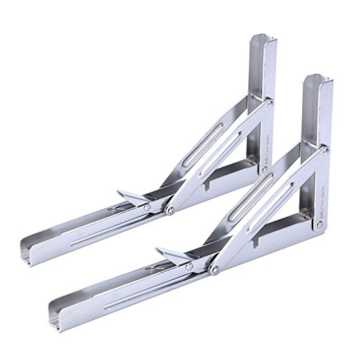 FreeTec - Soporte de pared plegable de acero inoxidable pulido para mesas, bancos y estanterías, capacidad de carga: 250 kg