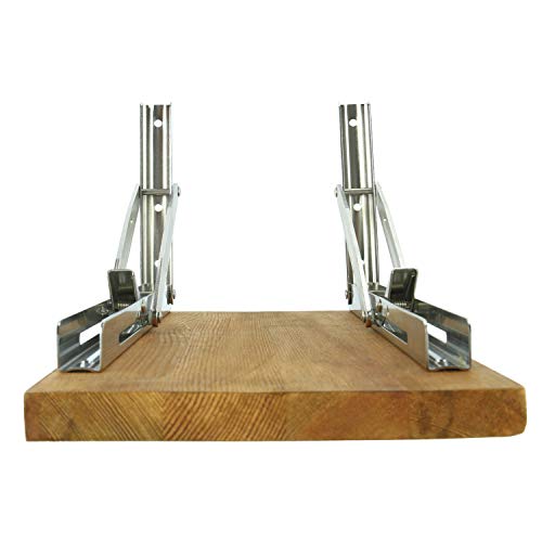 FreeTec - Soporte de pared plegable de acero inoxidable pulido para mesas, bancos y estanterías, capacidad de carga: 250 kg
