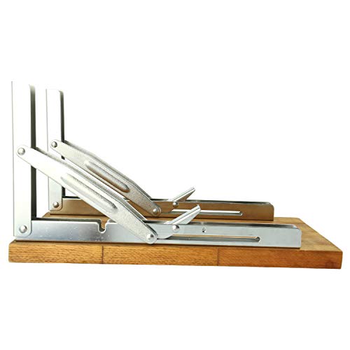 FreeTec - Soporte de pared plegable de acero inoxidable pulido para mesas, bancos y estanterías, capacidad de carga: 250 kg