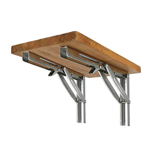 FreeTec - Soporte de pared plegable de acero inoxidable pulido para mesas, bancos y estanterías, capacidad de carga: 250 kg