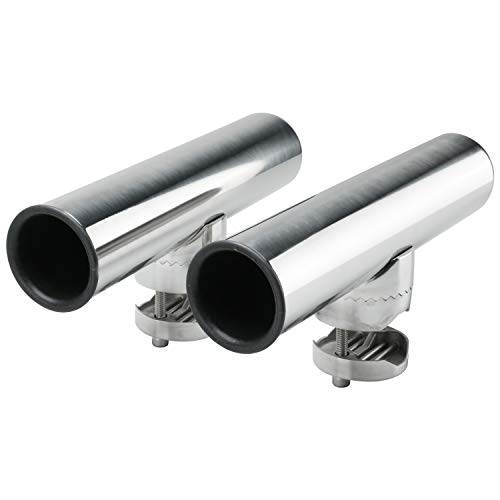 FreeTec Soporte de Varilla de Montaje en Carril Abrazadera Inoxidable en el Soporte de caña de Pescar para rieles 2 PC 1"a 1-1/4"