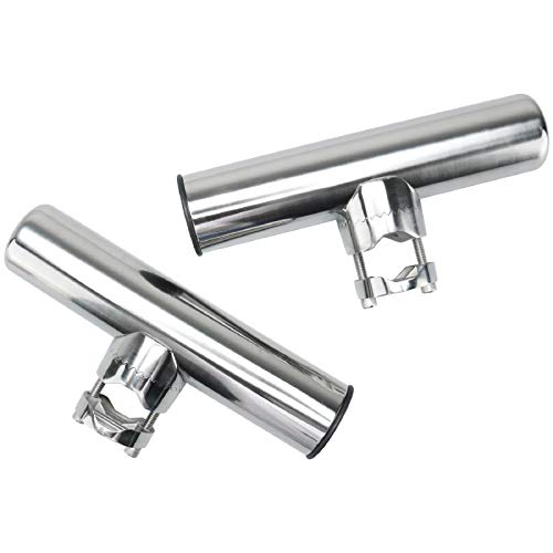 FreeTec Soporte de Varilla de Montaje en Carril Abrazadera Inoxidable en el Soporte de caña de Pescar para rieles 2 PC 1"a 1-1/4"