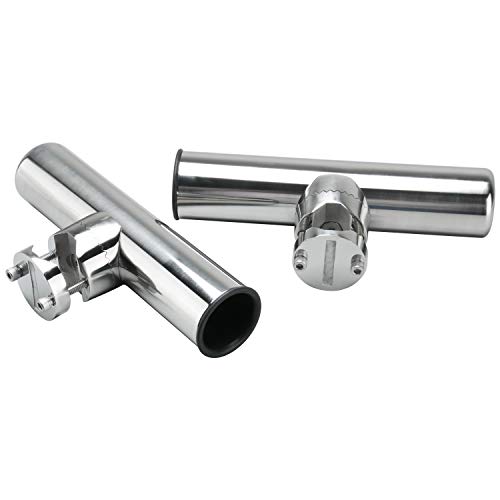 FreeTec Soporte de Varilla de Montaje en Carril Abrazadera Inoxidable en el Soporte de caña de Pescar para rieles 2 PC 1"a 1-1/4"