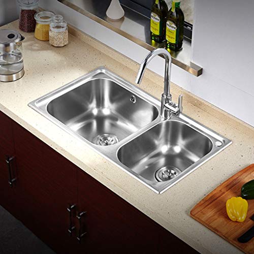 Fregadero de Cocina Fregadero Doble Bajo encimera Tazón de Acero Inoxidable Paquete de Cocina Fregadero de Primera Calidad 11.13