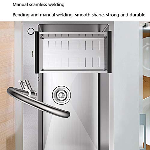 Fregaderos de un seno Industrial fregadero doble en la cuba de acero inoxidable 304 espesado fregadero fregadero de cocina vegetal vegetal cuenca del fregadero (Color : Silver, Size : 75 * 41 * 22cm)