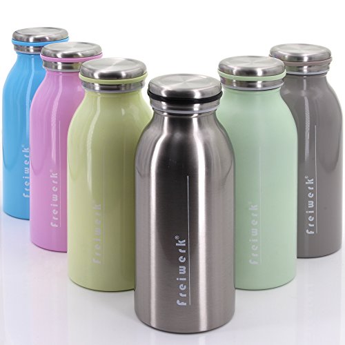 freiwerk® Termo 350ml - Acero Inoxidable con Doble Pared - Funda Protectora de Neopreno - Color Azul, tamaño 350 ml
