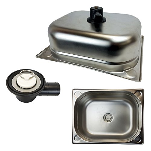 Freizeit Wittke Acero inoxidable fregadero de la cocina con el dren “32,5 x 26,5 x 10 cm Conjunto fregadero para