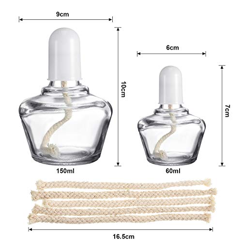 Frienda Lámpara de Quemador de Alcohol Clásica de 2 Piezas, 60 ml y 150 ml con 5 Mechas de Repuesto