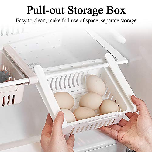 Frigoríficos Organizadores de Cajones, Wuudi Caja de Almacenamiento retráctil para Refrigerador Ordenado Estante (4 Pack)