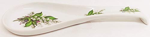fromeuropewithlove Lily of the Valley - Reposa cucharas de cerámica de porcelana lirios con soporte para cuchara grande, decorado a mano en Reino Unido