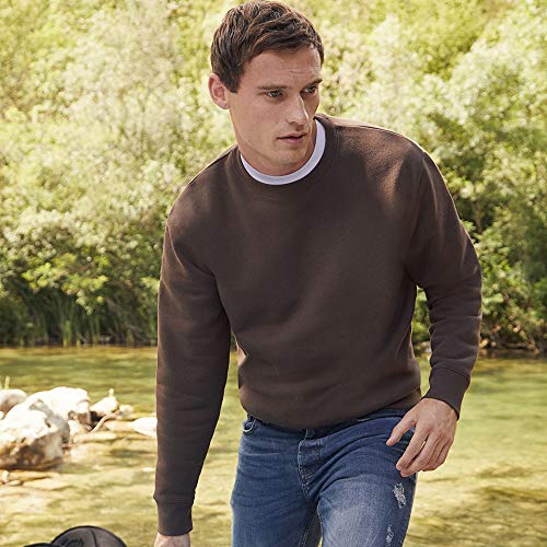 Fruit of the Loom - Sudadera básica con Mangas diseño Set-In Modelo 70/30 Premium (Grande (L)) (Marrón Chocolate)
