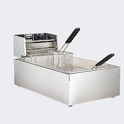 frying pan Freidora De Acero Inoxidable Extendida, Freidora Eléctrica De 12 litros con Cesta De Freidora Enganchada Y Tapa De Acero Inoxidable Freidora Comercial De Bajo Consumo