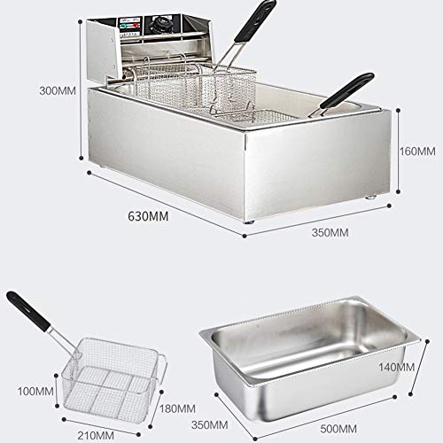 frying pan Freidora De Acero Inoxidable Extendida, Freidora Eléctrica De 12 litros con Cesta De Freidora Enganchada Y Tapa De Acero Inoxidable Freidora Comercial De Bajo Consumo