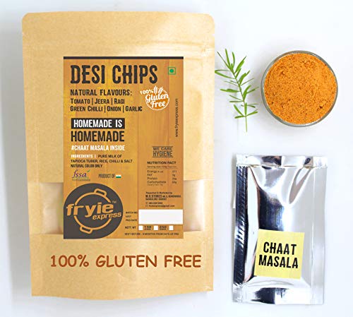 Fryums Express Assorted Desi Chips, 100% Gultenn Free Chips Snack Healthy To Cook At Home, (Tomato Jeera Green Chilli Onion Garlic) (250 Grams)