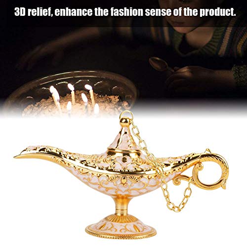 FTVOGUE Legend Magic Genie Lámpara de Luz de Aladino Árabe Genio de la Lámpara de aceite de la caja de metal tallado hueco de leyenda lámpara de deseos lámpara de lámpara de decoración