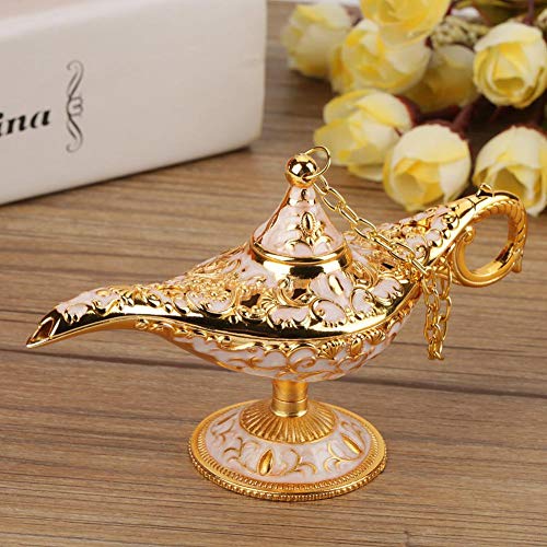 FTVOGUE Legend Magic Genie Lámpara de Luz de Aladino Árabe Genio de la Lámpara de aceite de la caja de metal tallado hueco de leyenda lámpara de deseos lámpara de lámpara de decoración
