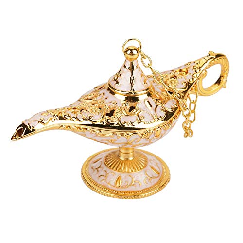 FTVOGUE Legend Magic Genie Lámpara de Luz de Aladino Árabe Genio de la Lámpara de aceite de la caja de metal tallado hueco de leyenda lámpara de deseos lámpara de lámpara de decoración