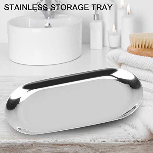 FTVOGUE Placa de la Torta de la Fruta de la joyería de los cosméticos de la Toalla de la Bandeja del Almacenamiento del Estilo nórdico para los escritorios caseros de la Oficina(L-Silver)