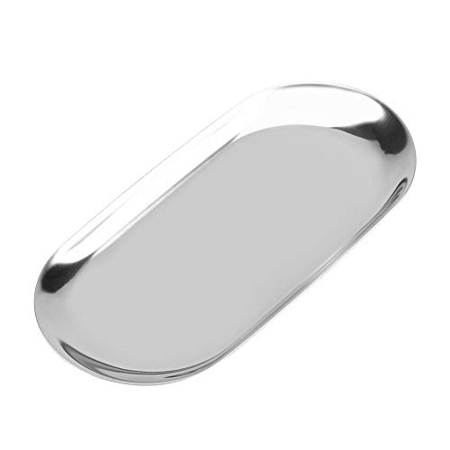 FTVOGUE Placa de la Torta de la Fruta de la joyería de los cosméticos de la Toalla de la Bandeja del Almacenamiento del Estilo nórdico para los escritorios caseros de la Oficina(L-Silver)