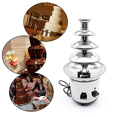 Fuente de chocolate de 4 niveles, fondue de chocolate de acero inoxidable, cascada, máquina de derretir