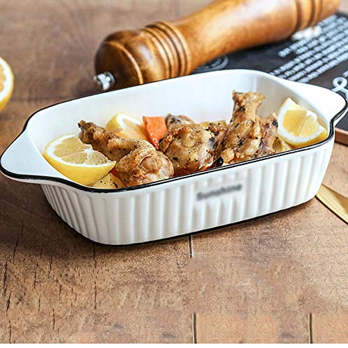 Fuente Horno Ceramica Plato de arroz de microonda occidental placa de cerámica for hornear queso al horno Horneado Vajilla Plato del hogar Hornear tazón para Lasañas, Pasteles, Tapas y Más