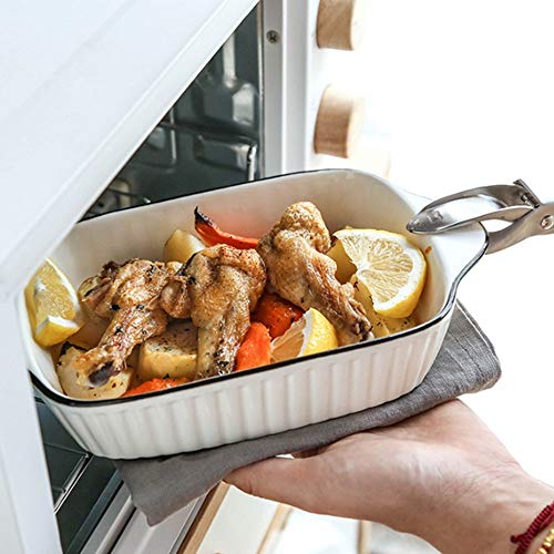 Fuente Horno Ceramica Plato de arroz de microonda occidental placa de cerámica for hornear queso al horno Horneado Vajilla Plato del hogar Hornear tazón para Lasañas, Pasteles, Tapas y Más