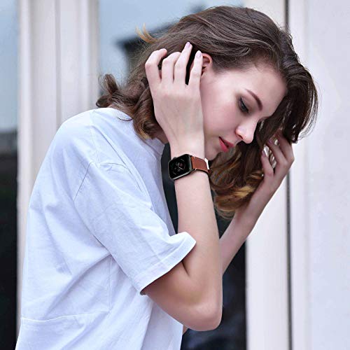 Fullmosa Correa Apple Watch Series SE 6/5/4/3/2/1, 4 Colores, Vintage Pulsera de Cuero Reemplazo de Apple Watch para Mujeres Hombres, Marrón Oscuro + Hebilla Gris Ahumado, 38mm/40mm