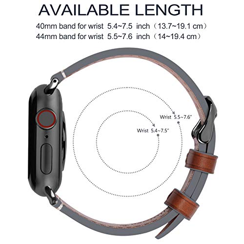 Fullmosa Correa Apple Watch Series SE 6/5/4/3/2/1, 4 Colores, Vintage Pulsera de Cuero Reemplazo de Apple Watch para Mujeres Hombres, Marrón Oscuro + Hebilla Gris Ahumado, 38mm/40mm