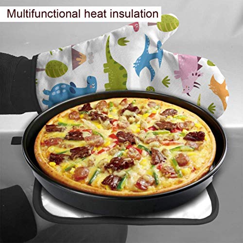 Fun Oven Mitts Baby Dinosaur Cute Cartoon Guantes de horno para hombre Guantes de horno y agarradera Set Impermeable Resistente al calor para barbacoa Cocinar Hornear Asar a la parrilla Barbacoa