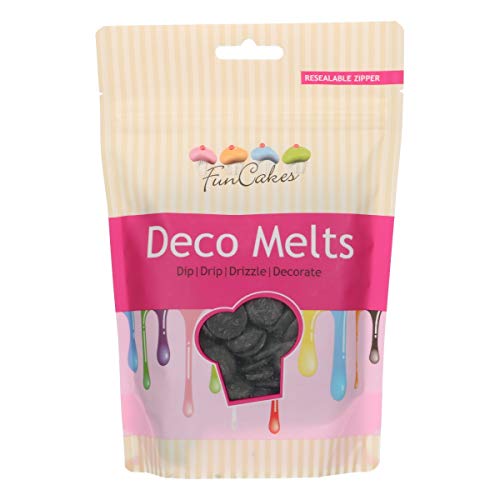 FunCakes - Decor Melts - 250g Ideal para Hacer gotitas o lineas sobre Bombones, piruletas o Cubrir Galletas, Frutas, y Mucho más!- Pack de Colores (Morado y Negro)
