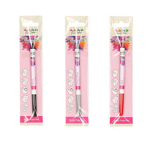 Funcakes - Pack de 3 bolígrafos comestibles, (Negro, Rojo, Gris)