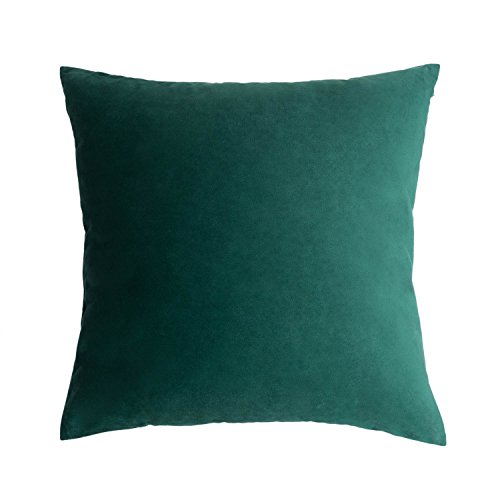 Funda cojín Velvet 100% poliéster, Color Verde. Terciopelo Liso, Un básico Ideal 45x45 cm.