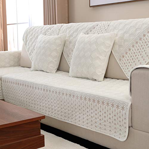 Funda De Sofá Para Perros, Suave Acolchado Seccional Funda Para Sofá Tirar Resbalón Anti Protector De Muebles Slipcover Para Perros Gatos Mascota Se Vende Por Separado-arroz Blanco 90x240cm(35x94inch)