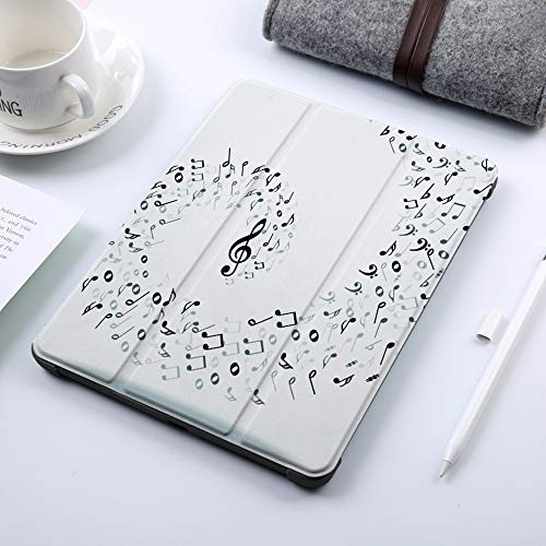 Funda iPad 10.2 Inch 2018/2019,Fondo de Notas Musicales,Cubierta Trasera Delgada Smart Auto Wake/Sleep