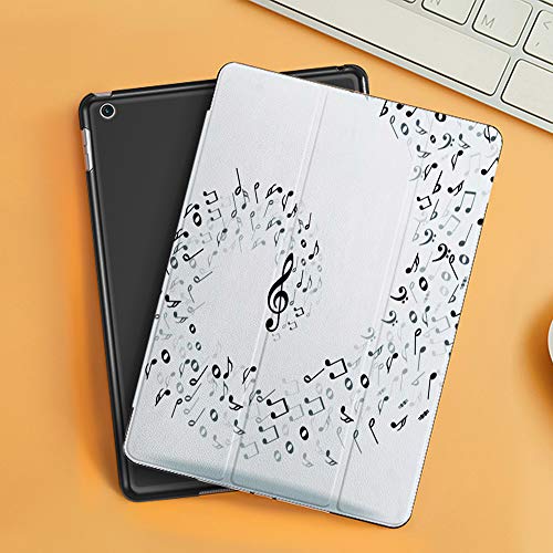 Funda iPad 10.2 Inch 2018/2019,Fondo de Notas Musicales,Cubierta Trasera Delgada Smart Auto Wake/Sleep